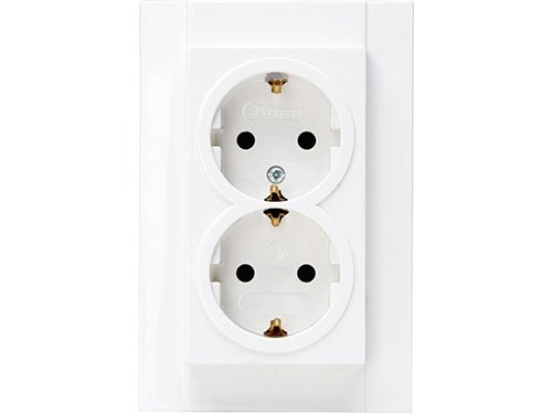 Foto van Kopp HK07 PURE mat wit inbouw stopcontact wcd RA dubbel Kopp HK07 PURE mat wit inbouw stopcontact wcd RA dubbel