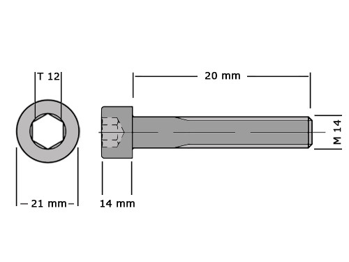 Cilinderbout met binnenzeskant DIN 912 M14x20 8.8 Verzinkt