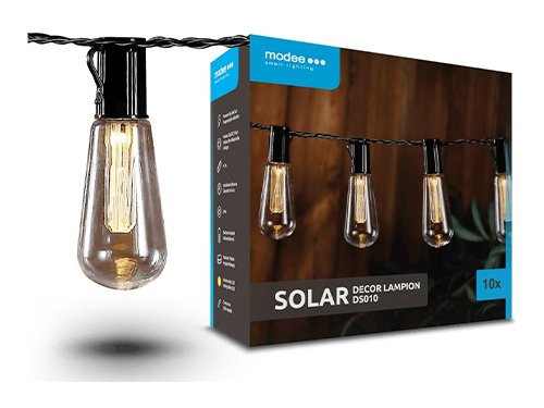 Foto van LED Solar feestverlichting set 10x filament 4,7m snoer LED Solar feestverlichting set 10x filament 4,7m snoer