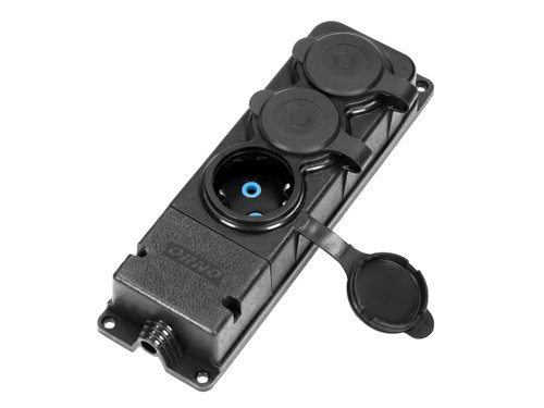 SWD Tafelcontactdoos PROF zwart IP44 3V met kleppen