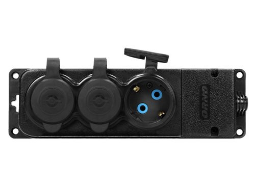 SWD Tafelcontactdoos PROF zwart IP44 3V met kleppen