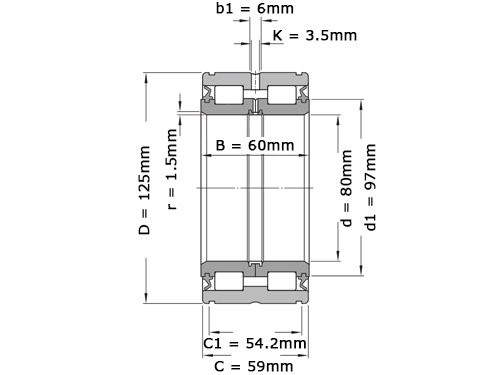 SKF Cilinderlager Tweerijig NNF5016 ADA 2LSV (80x125x60mm)
