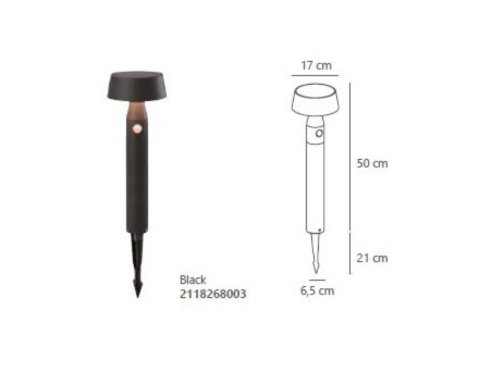 Foto van LED Solar tuinlamp op spie Nama 1W 3000K zwart 50cm LED Solar tuinlamp op spie Nama 1W 3000K zwart 50cm