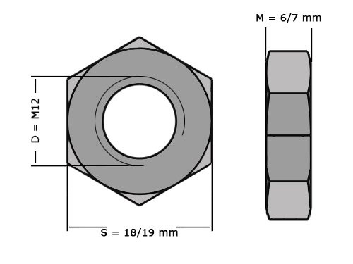 Zeskantmoer Laag Model DIN 439B M12 Klasse 4 Verzinkt (200 stuks)