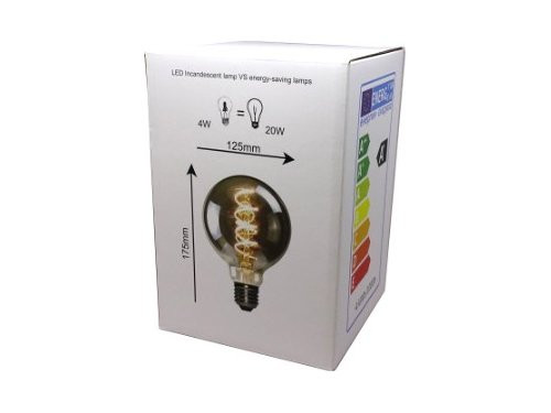 LED Globe G125 E27 4-20W 2200K filament spiraal grey dimbaar