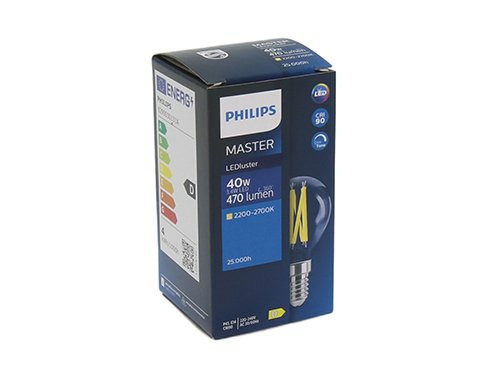 Foto van Philips LED kogel E14 3,4-40W filament helder dimtone Philips LED kogel E14 3,4-40W filament helder dimtone