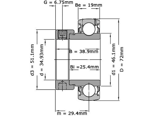 SKF Insert Lager YET207 106 (34.93)