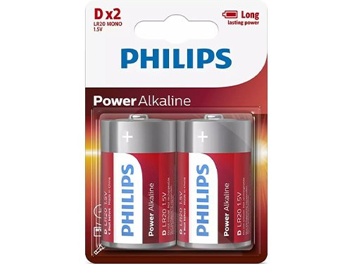 Foto van Philips Power Alkaline batterij D blister(2) Philips Power Alkaline batterij D blister(2)
