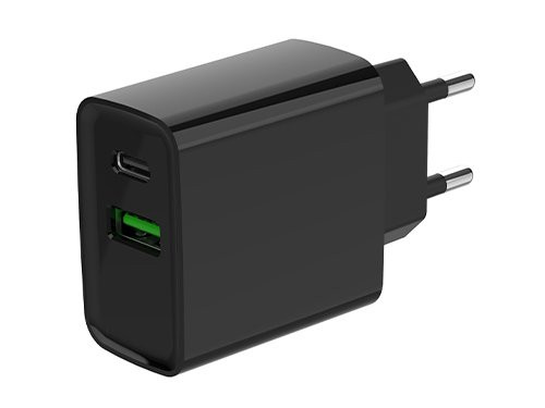USB + USB-C snellader 20W zwart