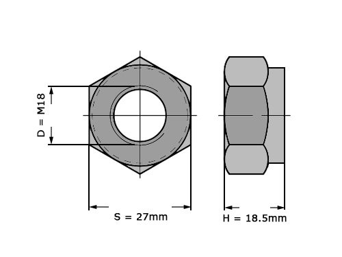 Zeskantborgmoer DIN 985 M18 RVS A2 (50 stuks)