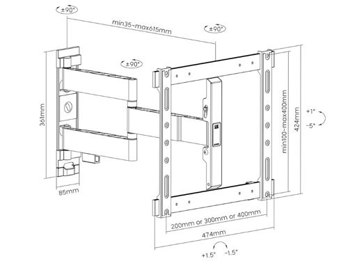 TV wandbeugel WM6454 One For All Solid TT180