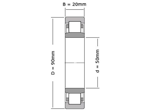 Foto van NKE Cilinderlager Eenrijig NU210 E MPA C3 (50x90x20mm) NKE Cilinderlager Eenrijig NU210 E MPA C3 (50x90x20mm)