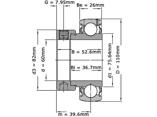 SKF Insert Lager YET212 (60mm)