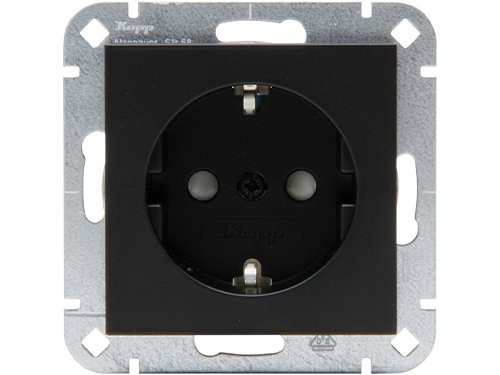 Kopp HK07 PURE mat zwart inbouw stopcontact wcd RA + kinderbeveiliging