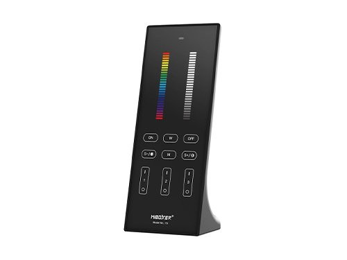 Foto van RGB-CCT afstandsbediening 2.4G 3-zones zwart staand model RGB-CCT afstandsbediening 2.4G 3-zones zwart staand model