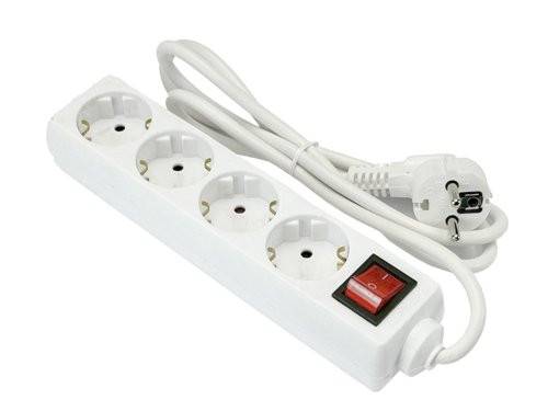 TCD RA 4-voudig 1,5m snoer wit met schakelaar