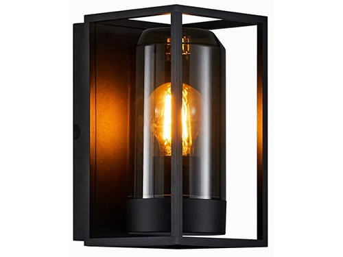 Foto van Wandlamp Griffin E27 zwart smokey IP44 Wandlamp Griffin E27 zwart smokey IP44