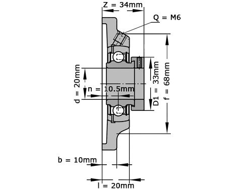 INA Lagerblok Staand PCF20 (20mm)