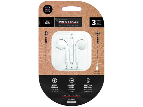 Foto van Oordopjes stereo 3,5mm met volumeregelaar wit Oordopjes stereo 3,5mm met volumeregelaar wit