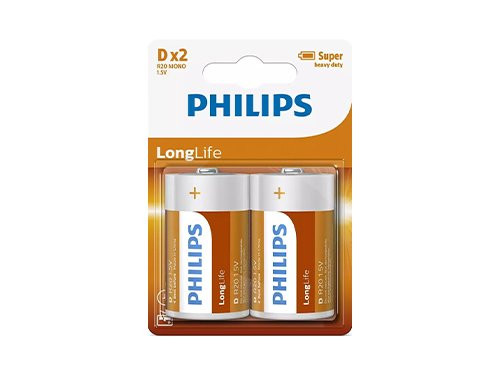 Foto van Philips Longlife batterij D blister(2) Philips Longlife batterij D blister(2)