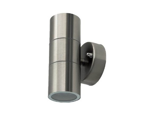 Foto van Wandlamp RVS 2xGU10 16,3cm hoog IP44 Wandlamp RVS 2xGU10 16,3cm hoog IP44