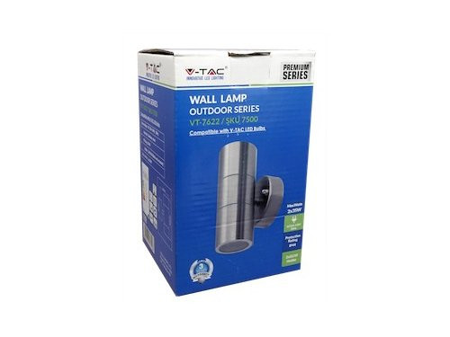 Foto van Wandlamp RVS 2xGU10 16,3cm hoog IP44 Wandlamp RVS 2xGU10 16,3cm hoog IP44