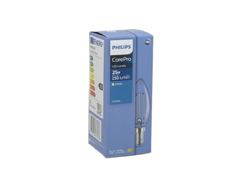 Philips LED kaars E14 2-25W 2700K filament helder