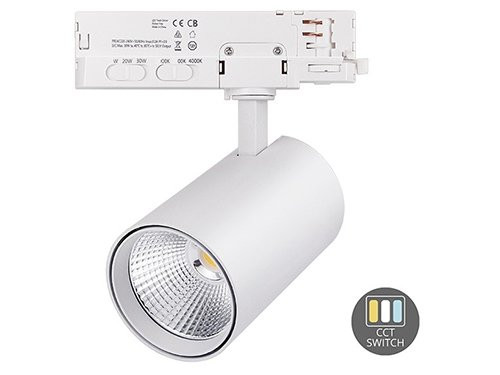 LED railspot 3-fase wit multi instelbaar 10-30W Tri-white