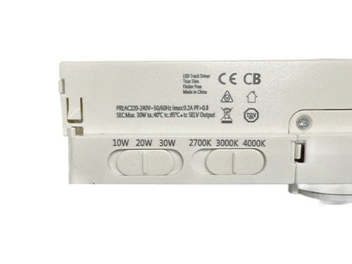 LED railspot 3-fase wit multi instelbaar 10-30W Tri-white