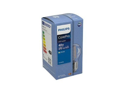 Philips LED kogel E27 4,3-40W 2700K filament helder