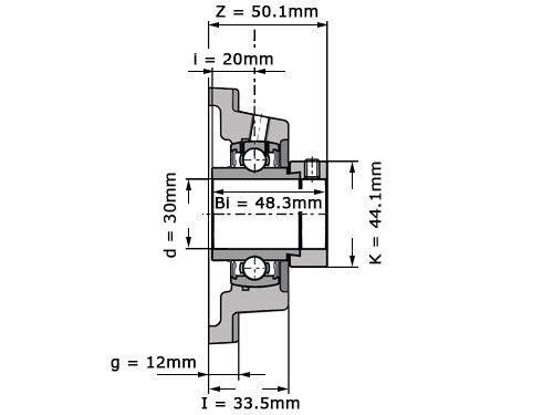 SNR Lagerblok Vierkant EXFE206 (30mm)