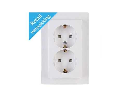 Foto van Verpakt Kopp Paris arctic wit inbouw stopcontact wcd RA dubbel Verpakt Kopp Paris arctic wit inbouw stopcontact wcd RA dubbel