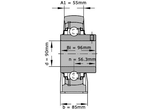 INA Lagerblok Staand RASEY90 (90mm)