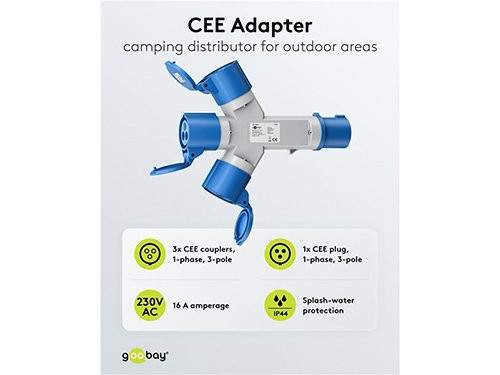 CEE adapter CEE stekker naar 3x CEE contra stekker