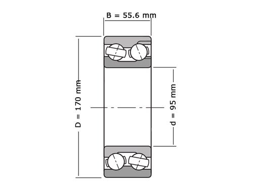 NKE Hoekcontactlager Tweerijig 3219 M C3 (95x170x55.6mm)