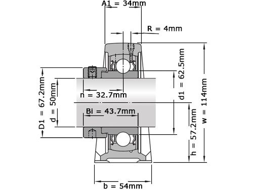 SKF Lagerblok Staand SYF50 FM (50mm)