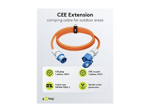 CEE verlengsnoer 10m 16A 3x2,5qmm H07 IP44