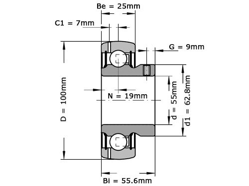 Foto van INA Insert Lager GYE55 KRR B FA107 INA Insert Lager GYE55 KRR B FA107