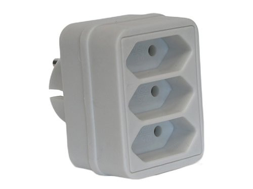 Randaarde stekkeradapter 3 x euro wit