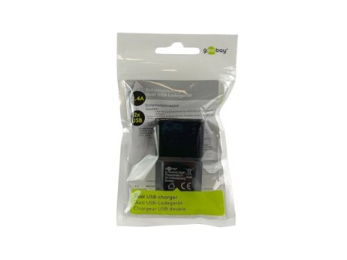 USB lader haaks dubbel 2,4A zwart