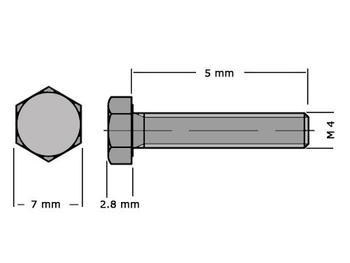 Zeskanttapbout Voldraad DIN 933 M4x5 RVS A2