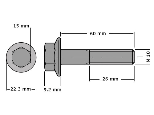 Zeskantflensbout DIN 6921 M10x60 RVS A2