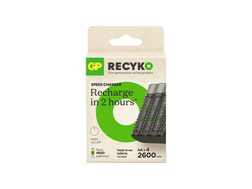 Foto van GP Batterijlader USB 2H met 4x2600mA AA batterij GP Batterijlader USB 2H met 4x2600mA AA batterij