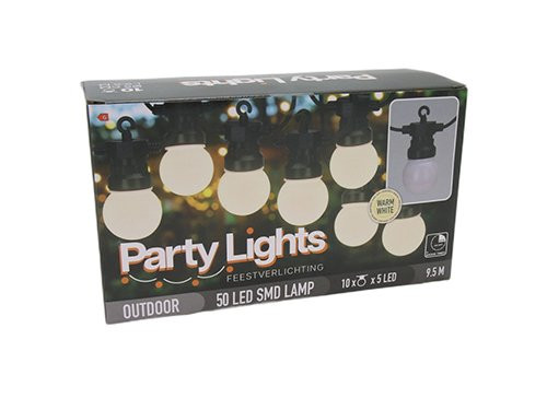 Feestverlichting 10 lampen G50 warmwit mat