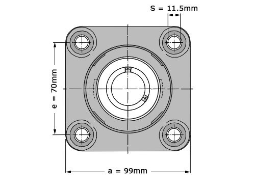 Foto van SKF Lagerblok Vierkant Kunststof Behuizing F4BC 25M-TPSS (25mm) SKF Lagerblok Vierkant Kunststof Behuizing F4BC 25M-TPSS (25mm)