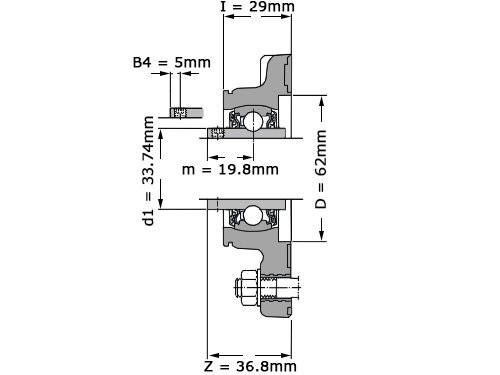 Foto van SKF Lagerblok Vierkant Kunststof Behuizing F4BC 25M-TPSS (25mm) SKF Lagerblok Vierkant Kunststof Behuizing F4BC 25M-TPSS (25mm)