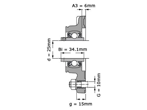 Foto van SKF Lagerblok Vierkant Kunststof Behuizing F4BC 25M-TPSS (25mm) SKF Lagerblok Vierkant Kunststof Behuizing F4BC 25M-TPSS (25mm)