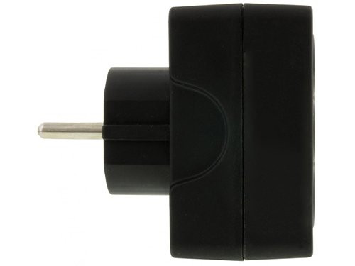 Randaarde stekkeradapter 3 x euro zwart