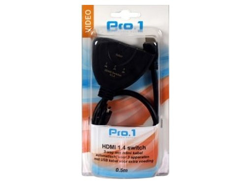 HDMI switch 3-weg, 1.4A versie support 3D (voor 3 apparaten)