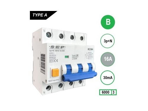Aardlekautomaat 16A B kar 300mA 4p SEP